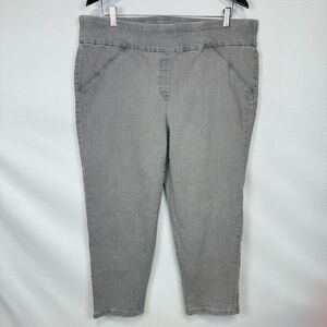 Alfred Dunner Woman 18W Pull-On Light Gray Textured Chino Pants